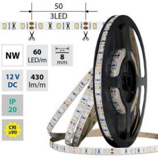 LED pásek SMD2835 NW 60LED/m 50m, 12V, 4,8 W/m