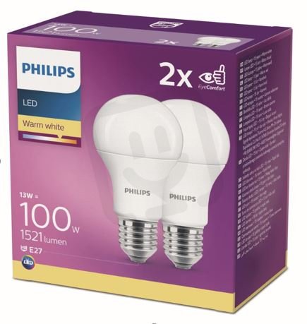 Philips LED žárovka sada 2ks 13-100W E27 1521lm A60 2700K