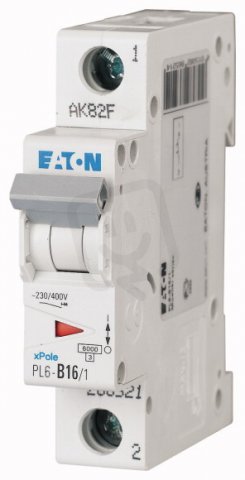 Jistič Eaton PL6-B16/1 (6kA) 16A 1-pólový 286521